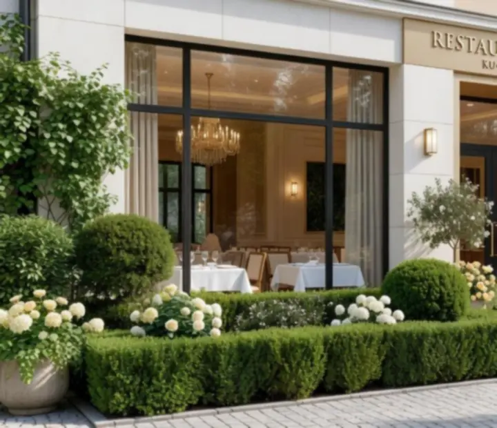 Elegancka fasada restauracji Wonderstar s. r. o. w jasnym dziennym świetle.