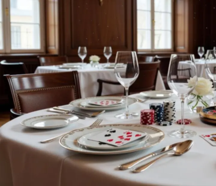 Elegancki stół pokerowy ustawiony w jasnym wnętrzu restauracji Wonderstar s. r. o.